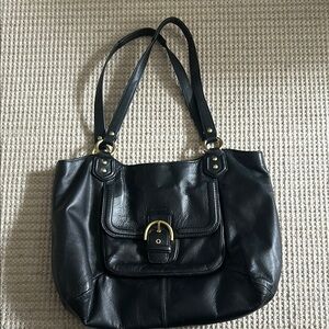 COACH Black Leather tote Bag